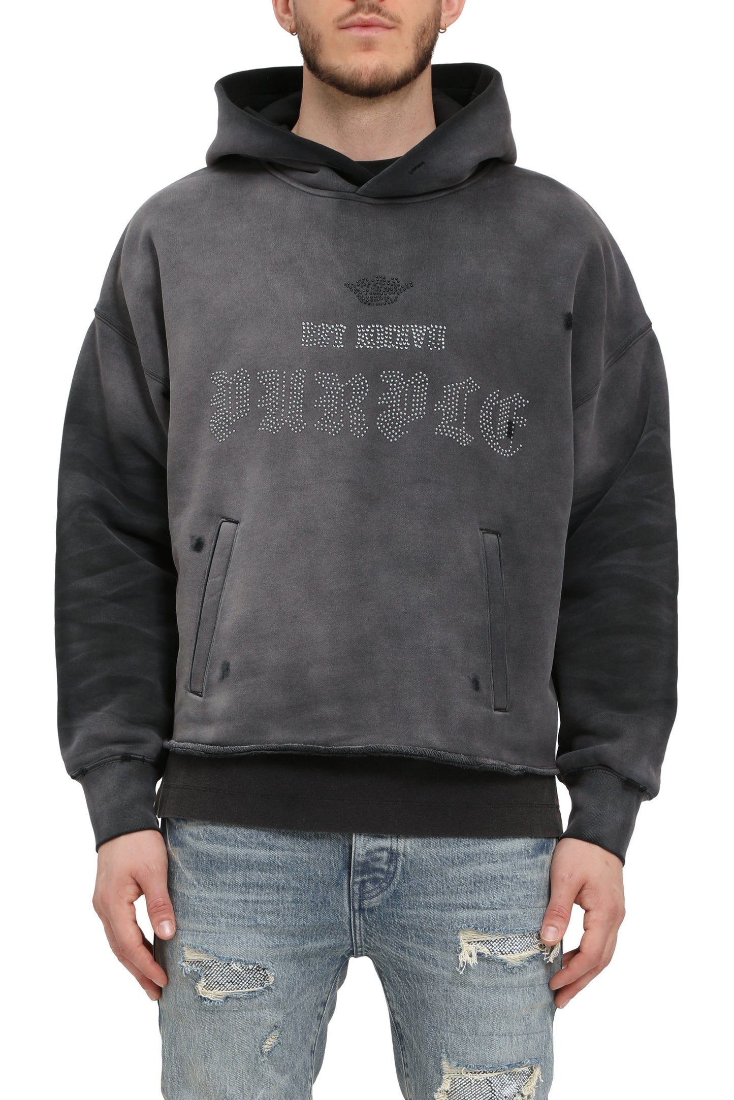 Embellished Imprint Hoodie