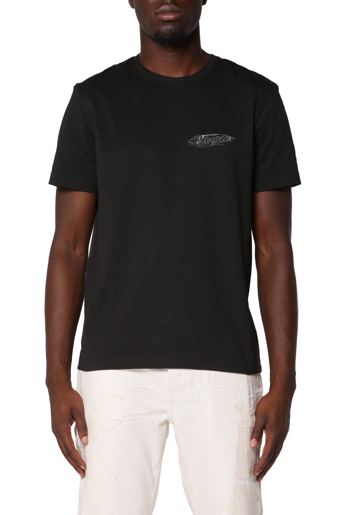 P109-CJBC326 White Label slim fit clean jersey with fine crackle and screen print