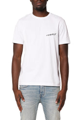 P109-CJWF326 slim fit clean jersey t-shirt with flock transfer in white cotton