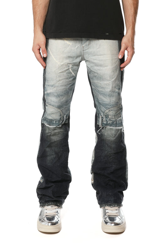 Bootcut jeans P026-UDBC326 with mid rise, 5 pockets, and button fly in white label collection.