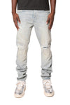 Slim straight jeans with reinforced belt loops and front pockets, mid rise, in WHITE LABEL collection.