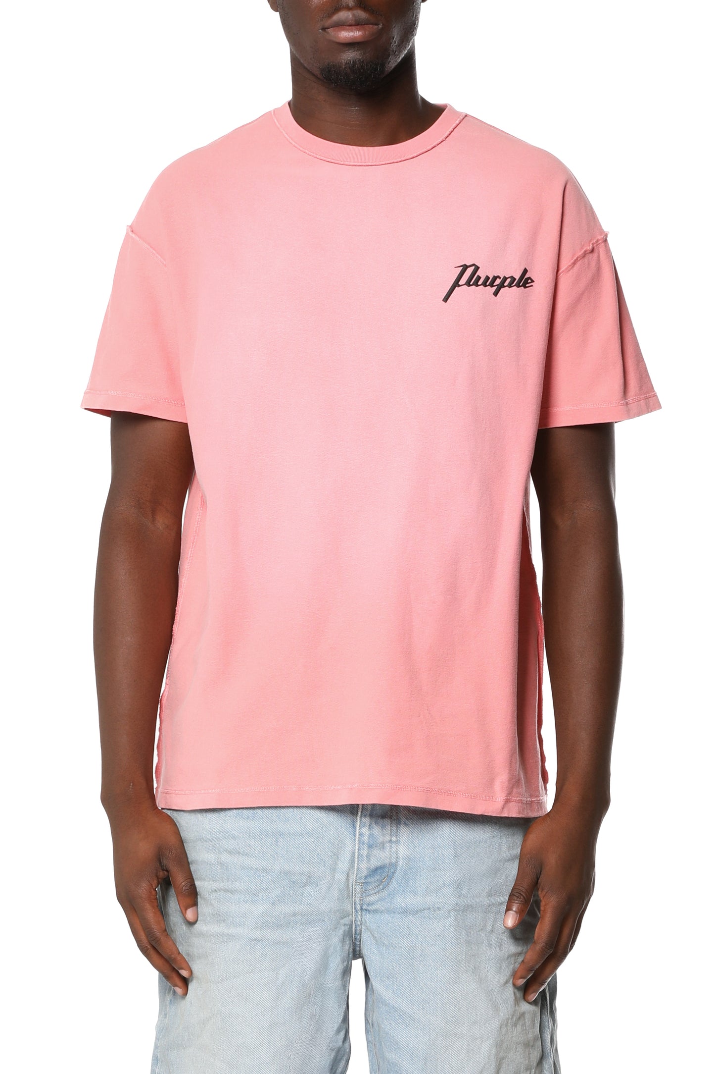 P101-TJFS326 regular fit textured jersey top with hard PP spray and light acid wash