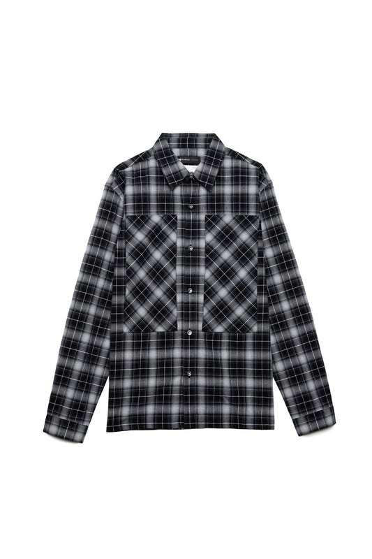 PURPLE BRAND - Men's Long Sleeve Shirt - Style No. P304 - Bias Chest Pocket Shirt Black - Front