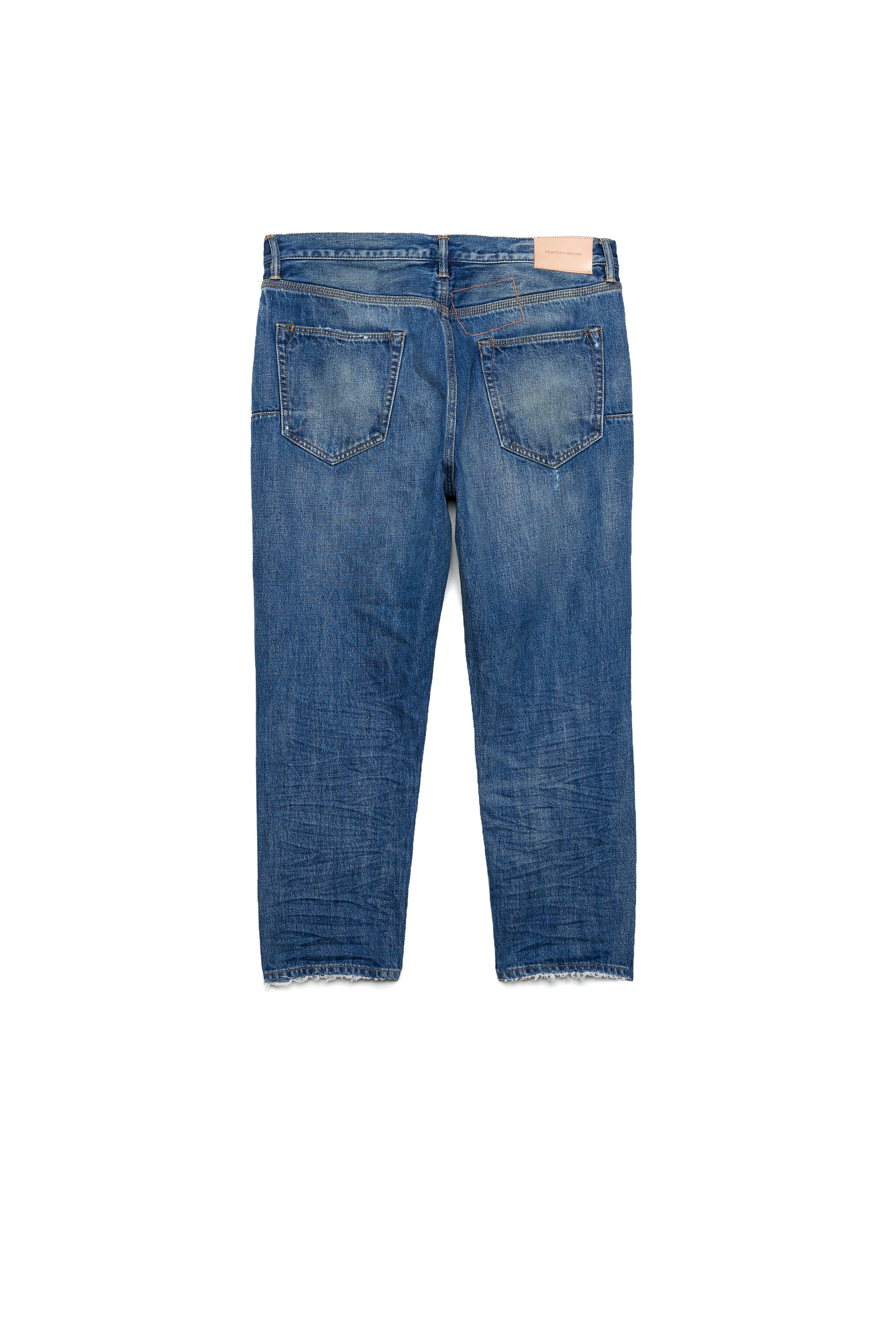 PURPLE BRAND - Men's Denim Jean - Long Rise Relaxed - Style No. P003 - Indigo Vintage Distress Crop - Back