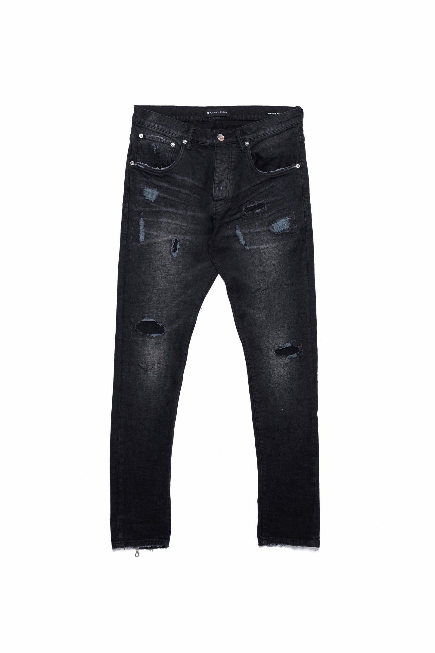 P002 MID RISE SLIM JEAN - Black Wash Zip