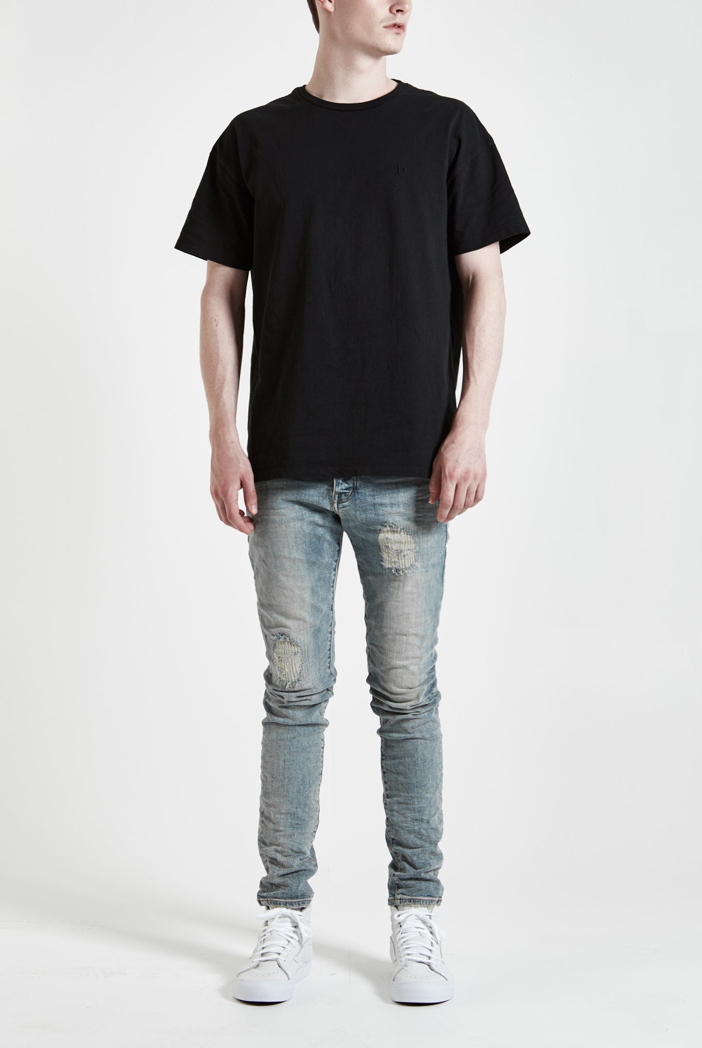 P001 LOW RISE SKINNY JEAN - Light Indigo Repair