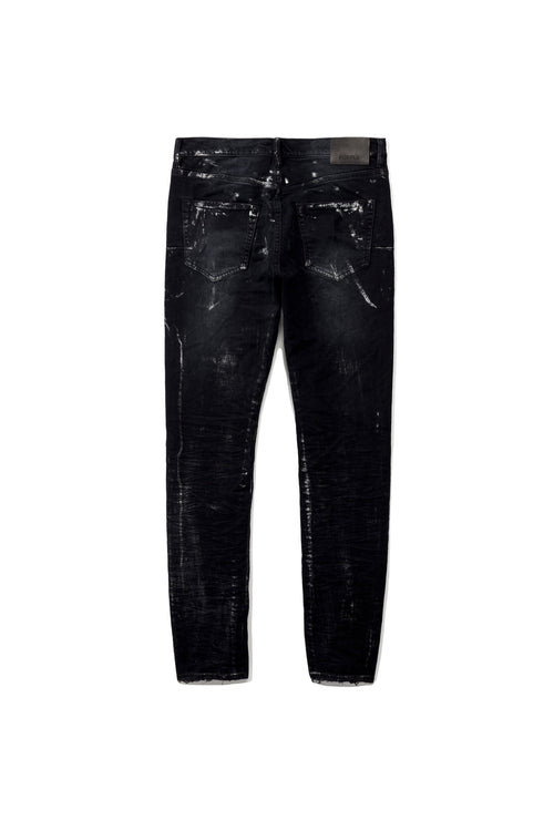 mens purple brand denim jean low rise skinny style no. p001 black wash metallic silver back