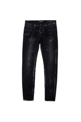 mens purple brand denim jean low rise skinny style no. p001 black wash metallic silver front