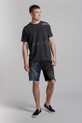 PURPLE BRAND - Men's Denim Jean Short - Mid Rise Short - Style No. P020 - Half and Half Short - Model Styled Pose