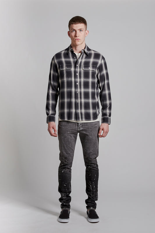 PURPLE BRAND - Men's Long Sleeve Shirt - Style No. P303 - Reverse Flannel Black - Front