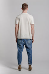 PURPLE BRAND - Men's Denim Jean - Long Rise Relaxed - Style No. P003 - Indigo Vintage Distress Crop - Model Back Pose