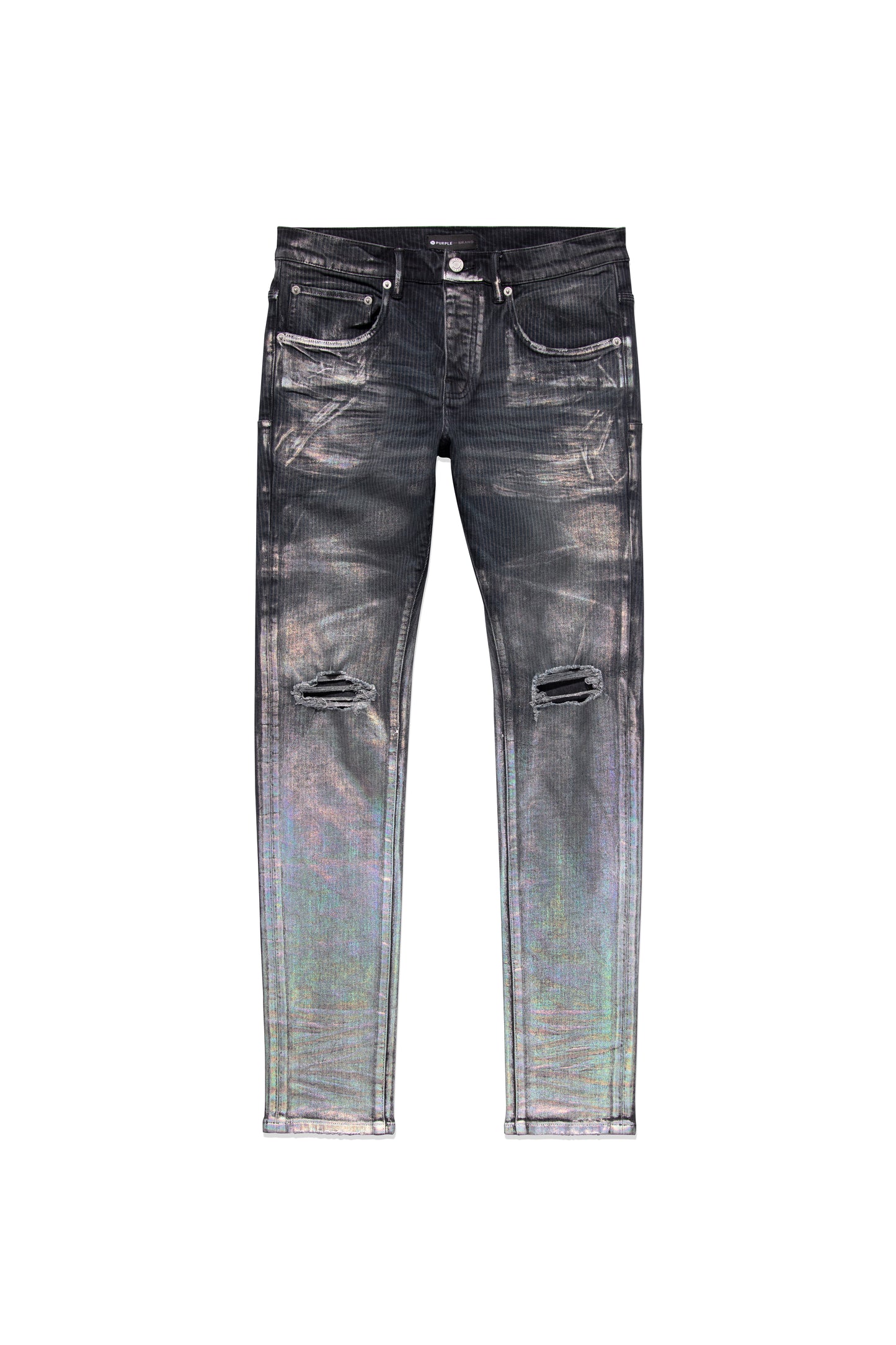 P001 LOW RISE SKINNY JEAN - Anthracite Hickory Overdye W Iridescent Foil