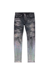 P001 LOW RISE SKINNY JEAN - Anthracite Hickory Overdye W Iridescent Foil