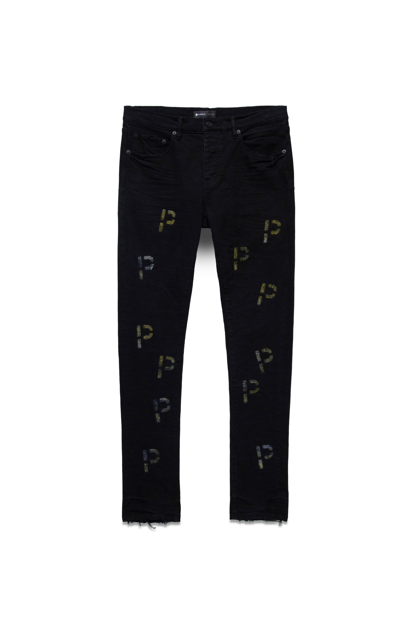 P001 LOW RISE SKINNY JEAN - Black Indigo Embroidery Punch P Plaid