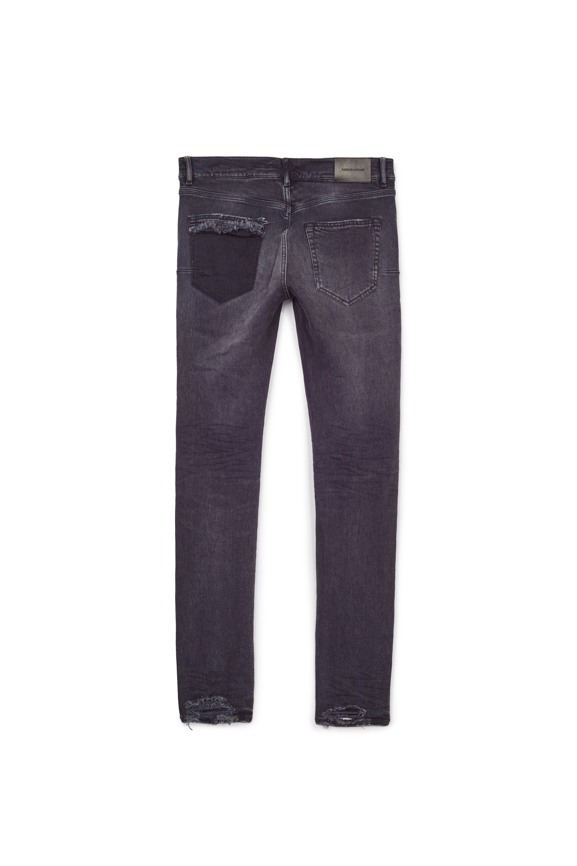 PURPLE BRAND - Men's Low Rise Skinny Jean - Style No. P001 - Black Four Pocket Destroy - Back