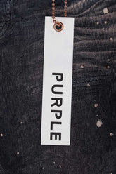 PURPLE BRAND - Men's Denim Jean - Low Rise Skinny - Style No. P001 - 3 Needle Black Wash Repair - Hang tag