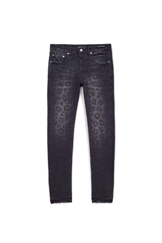 PURPLE BRAND - Men's Low Rise Skinny Jean - Style No. P001 - Black Monogram Leopard Print - Front