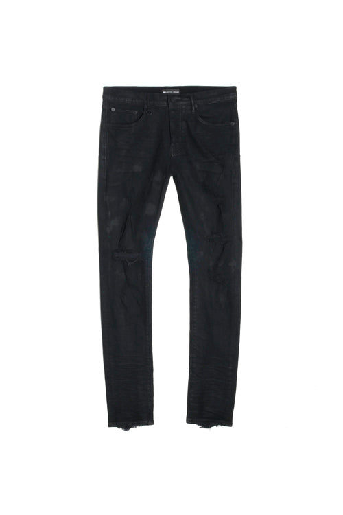 mens purple brand denim jean low rise skinny style no. p001 black oil spill front