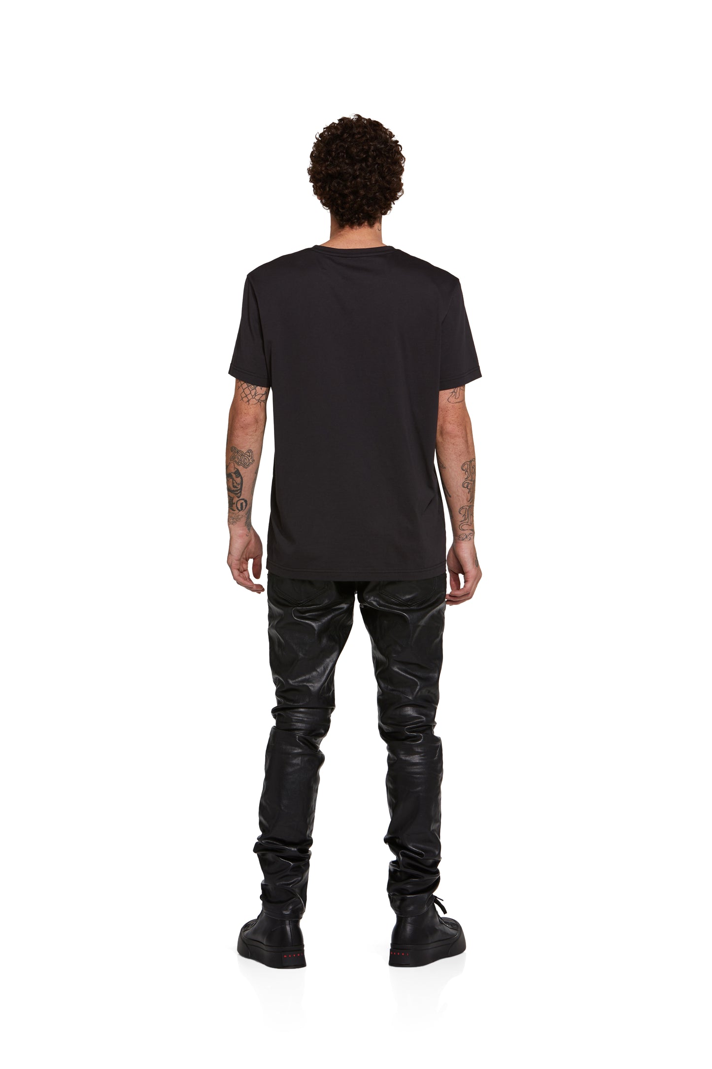 P001 LOW RISE SKINNY JEAN - Black Patent Leather Film