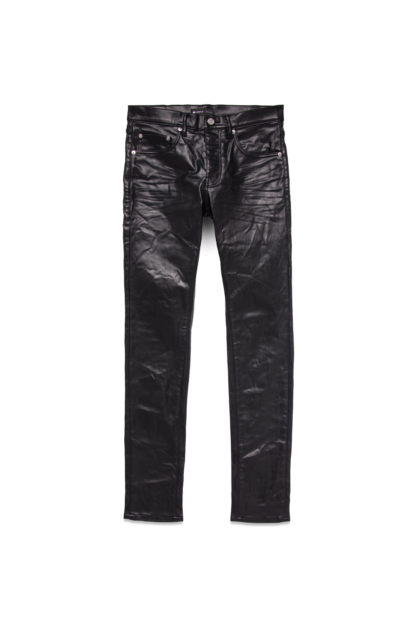 P001 LOW RISE SKINNY JEAN - Black Patent Leather Film