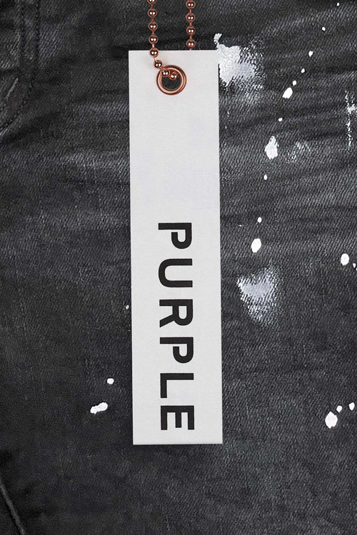 mens purple brand denim jean low rise skinny style no. p001 black resin knee slit back