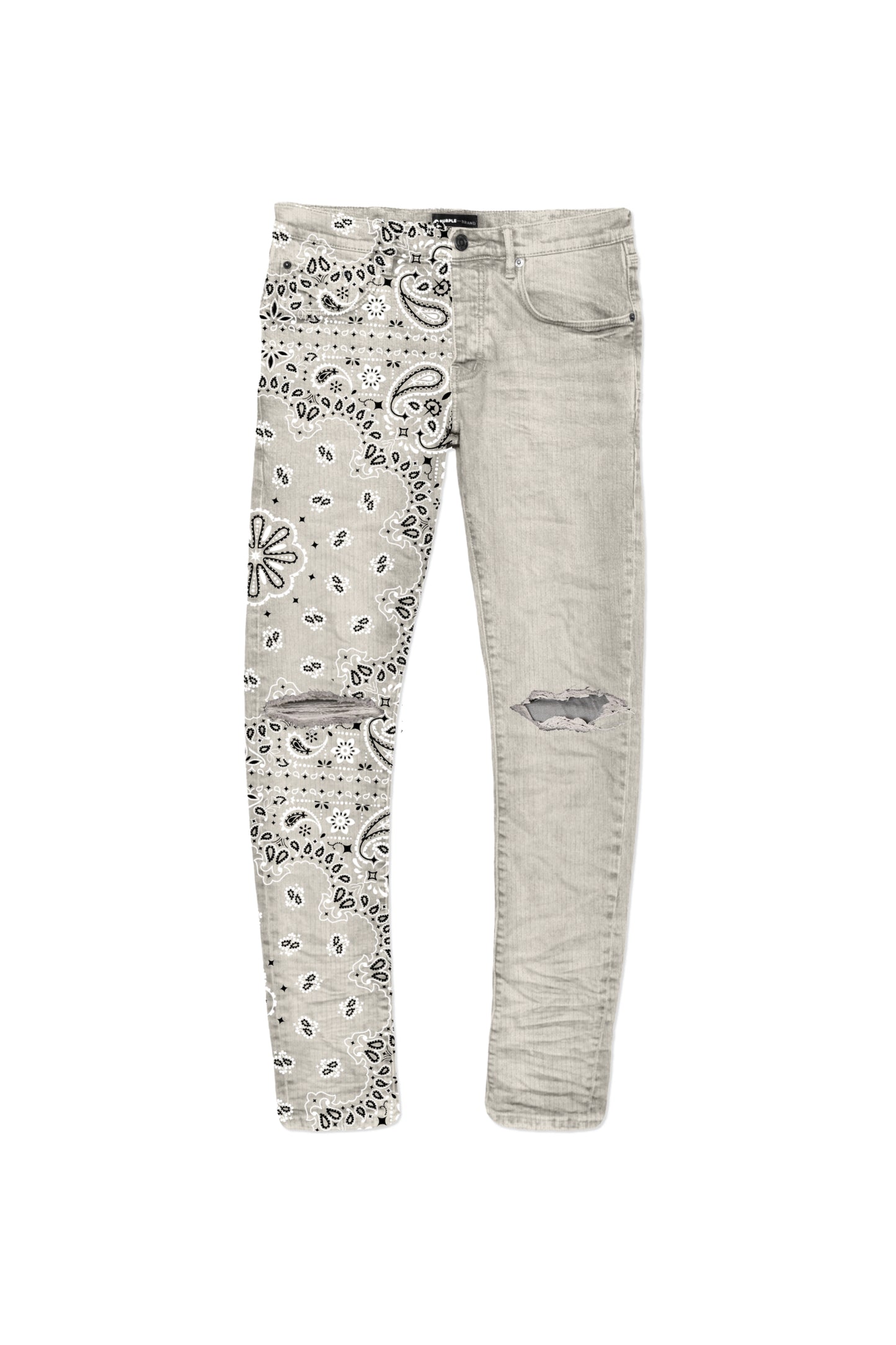 P001 Low Rise Skinny Pant Corduroy Bandana Print Ecru with reinforced belt loops and detailed back pockets