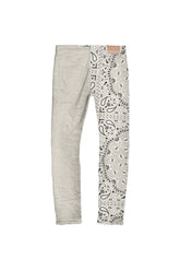 P001 Low Rise Skinny Pant Corduroy Bandana Print Ecru with lined pockets and button fly