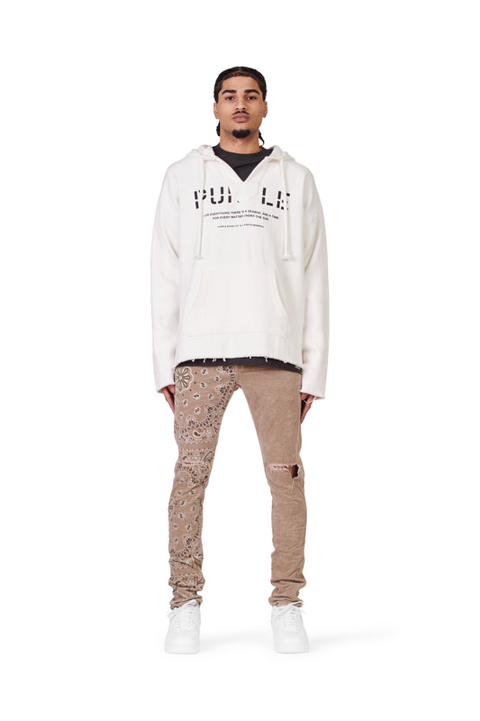 P001 LOW RISE SKINNY PANT - Corduroy Bandana Print Tan