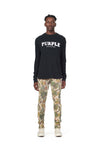 PURPLE BRAND - Men's Denim Jean - Low Rise Skinny - Style No. P001 - Washed Camo Tan Snake - Model Front Pose