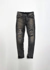 P001 LOW RISE SKINNY JEAN - Grey Four Pocket Destroy w Silicone Outline