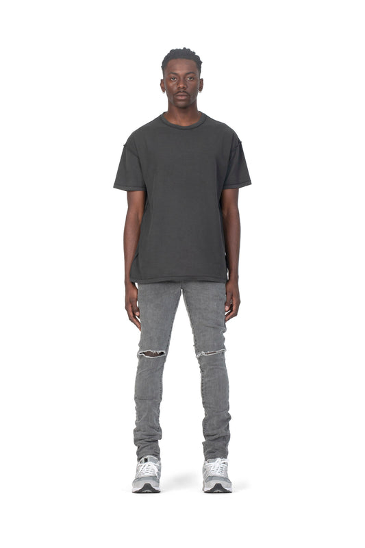 PURPLE BRAND - Men's Denim Jean - Low Rise Skinny - Style No. P001 - Grey Coated White - Model Front Pose