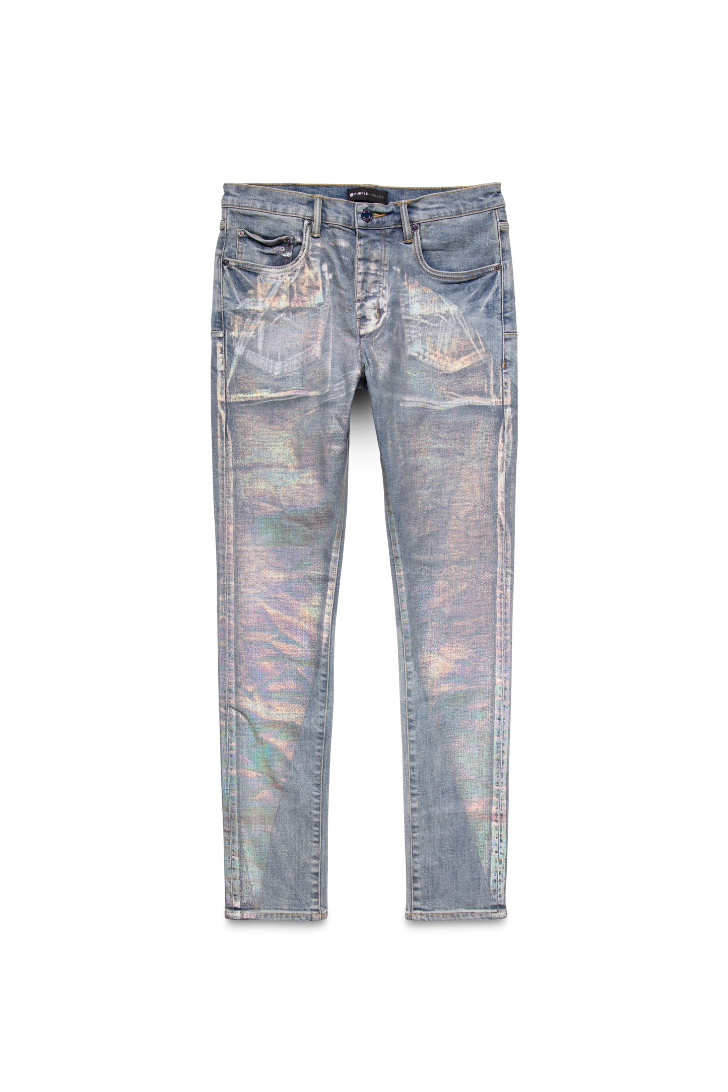 P001 LOW RISE SKINNY JEAN - Holographic Fragment Over 3 Year Light Indigo