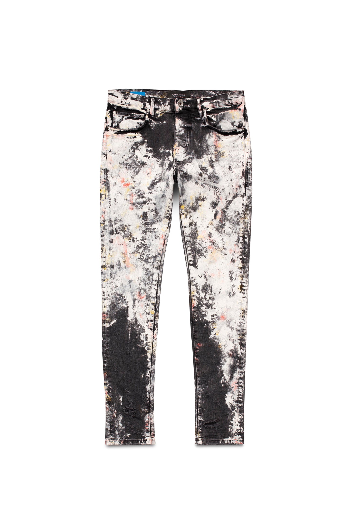 P001 LOW RISE SKINNY JEAN - Heavy Paint Over Black