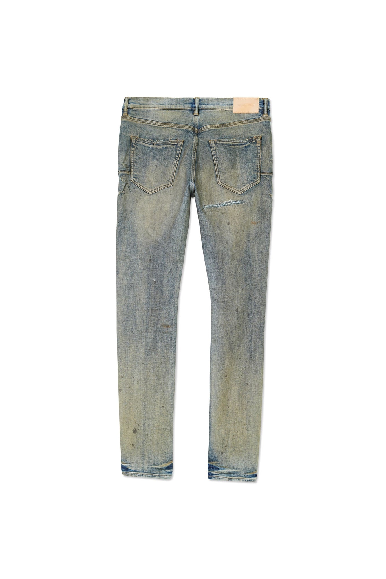 PURPLE BRAND - Men's Denim Jean - Low Rise Skinny - Style No. P001 - Exclusive Indigo Oil Patched - Back