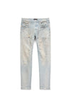P001 LOW RISE SKINNY JEAN - Light Bleached Indigo w Front Insert