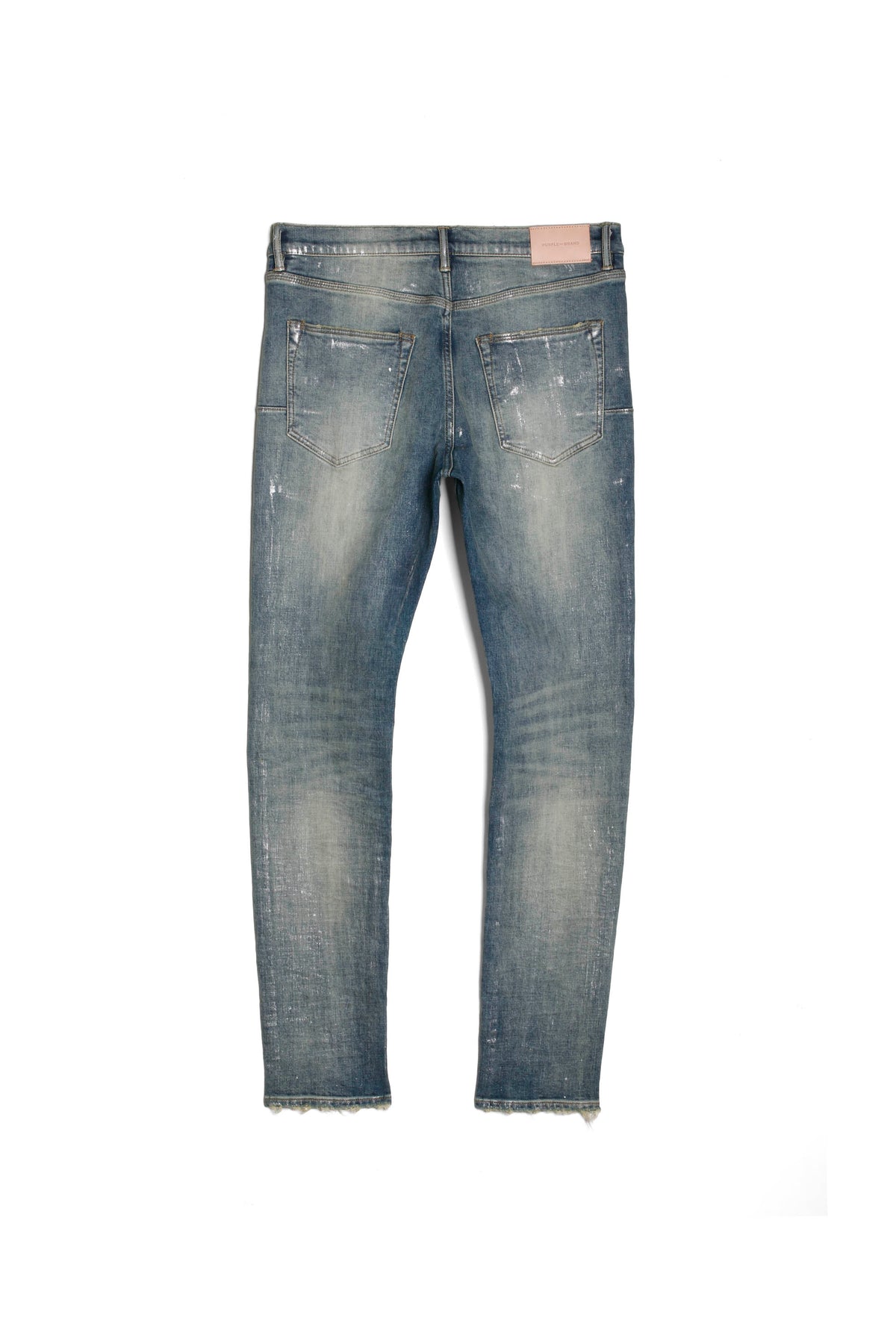 mens purple brand denim jean low rise skinny style no. p001 light indigo metallic silver back