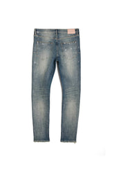 mens purple brand denim jean low rise skinny style no. p001 light indigo metallic silver back