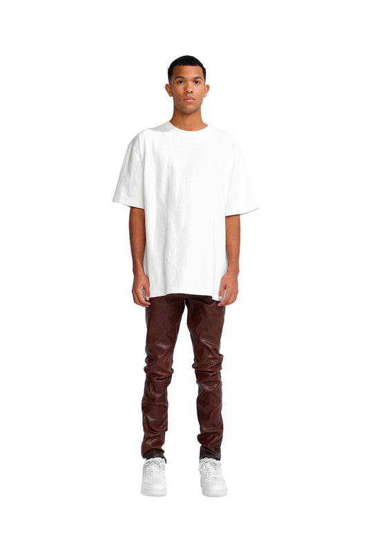P001 LOW RISE SKINNY PANT - Stretch Leather Vintage Brown