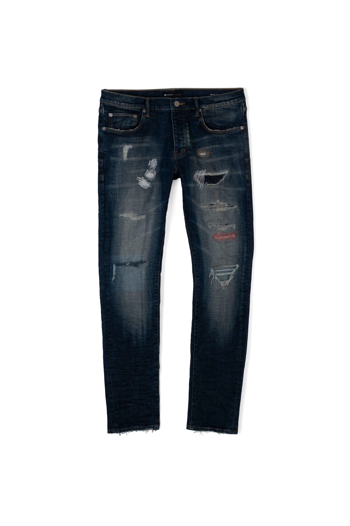 P001 LOW RISE SKINNY JEAN - Midnight Indigo Multi Repair