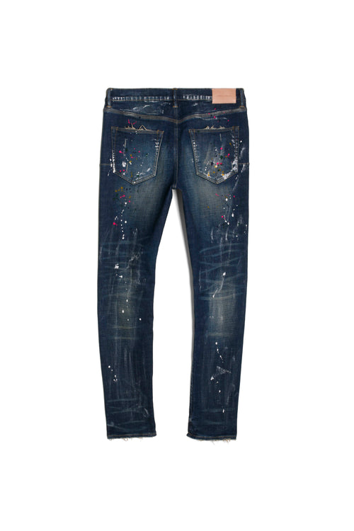 PURPLE BRAND - Men's Denim Jean - Low Rise Skinny - Style No. P001 - Multicolour Repair Stitch - Back