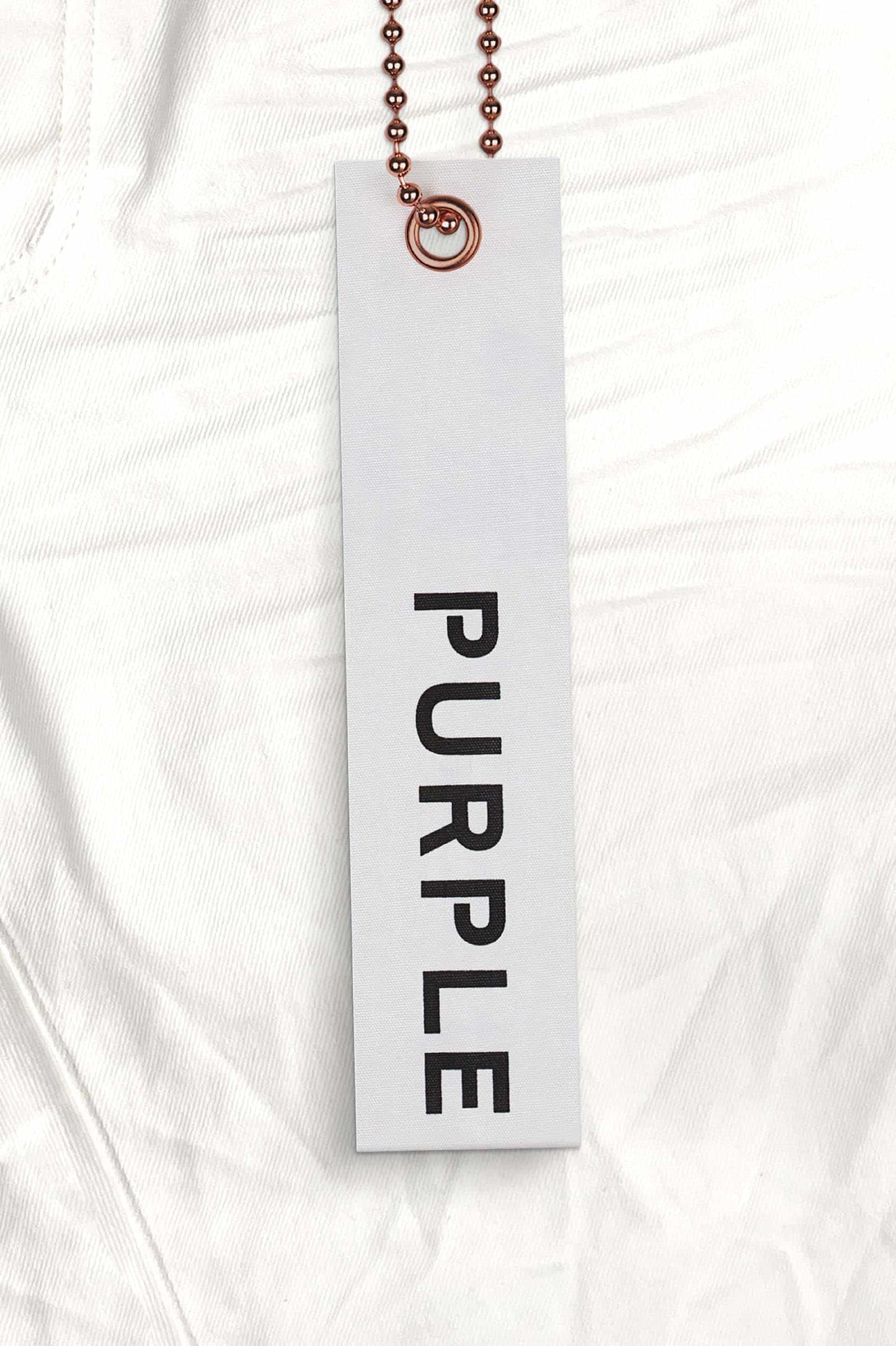 PURPLE BRAND - Men's Denim Jean - Low Rise Skinny - Style No. P001 - Optic White Knee Slit - Hangtag