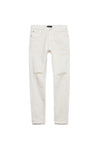 PURPLE BRAND - Men's Denim Jean - Low Rise Skinny - Style No. P001 -  Optic White Knee Slit - Front