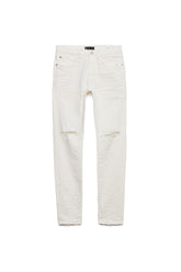 PURPLE BRAND - Men's Denim Jean - Low Rise Skinny - Style No. P001 -  Optic White Knee Slit - Front