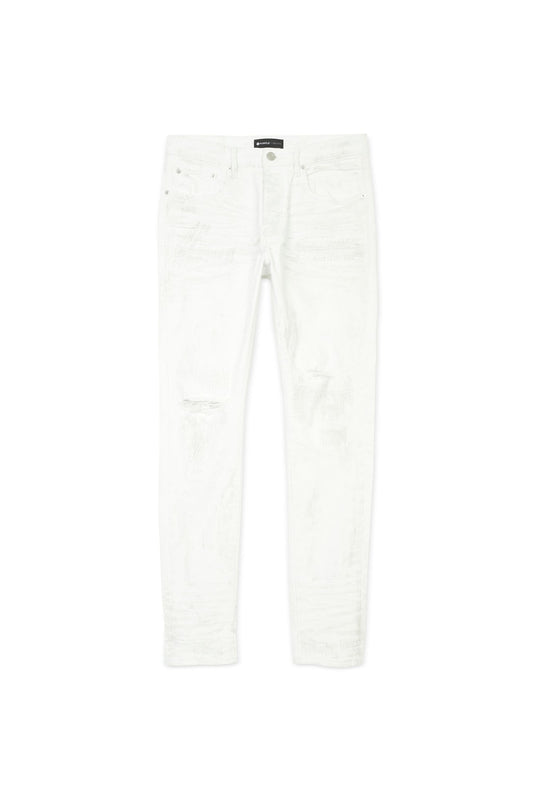 PURPLE BRAND - Men's Denim Jean - Low Rise Skinny - Style No. P001 - Exclusive Optic White Heavy Repair - Front