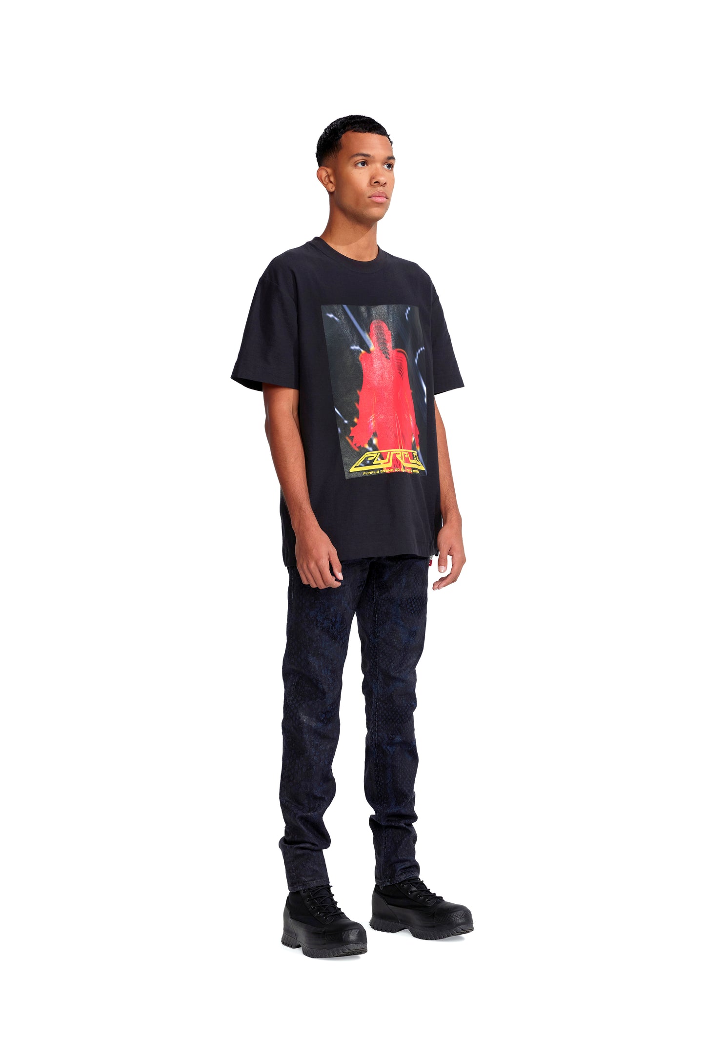 P001 LOW RISE SKINNY JEAN - Rinsed Indigo Flocked Snake