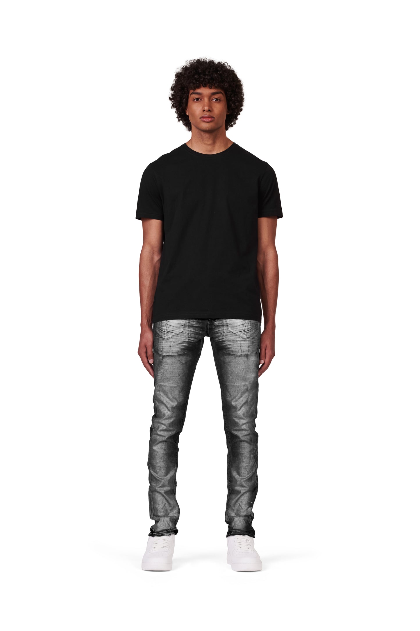 P001 LOW RISE SKINNY JEAN - Washed Black Iridescent Pearl