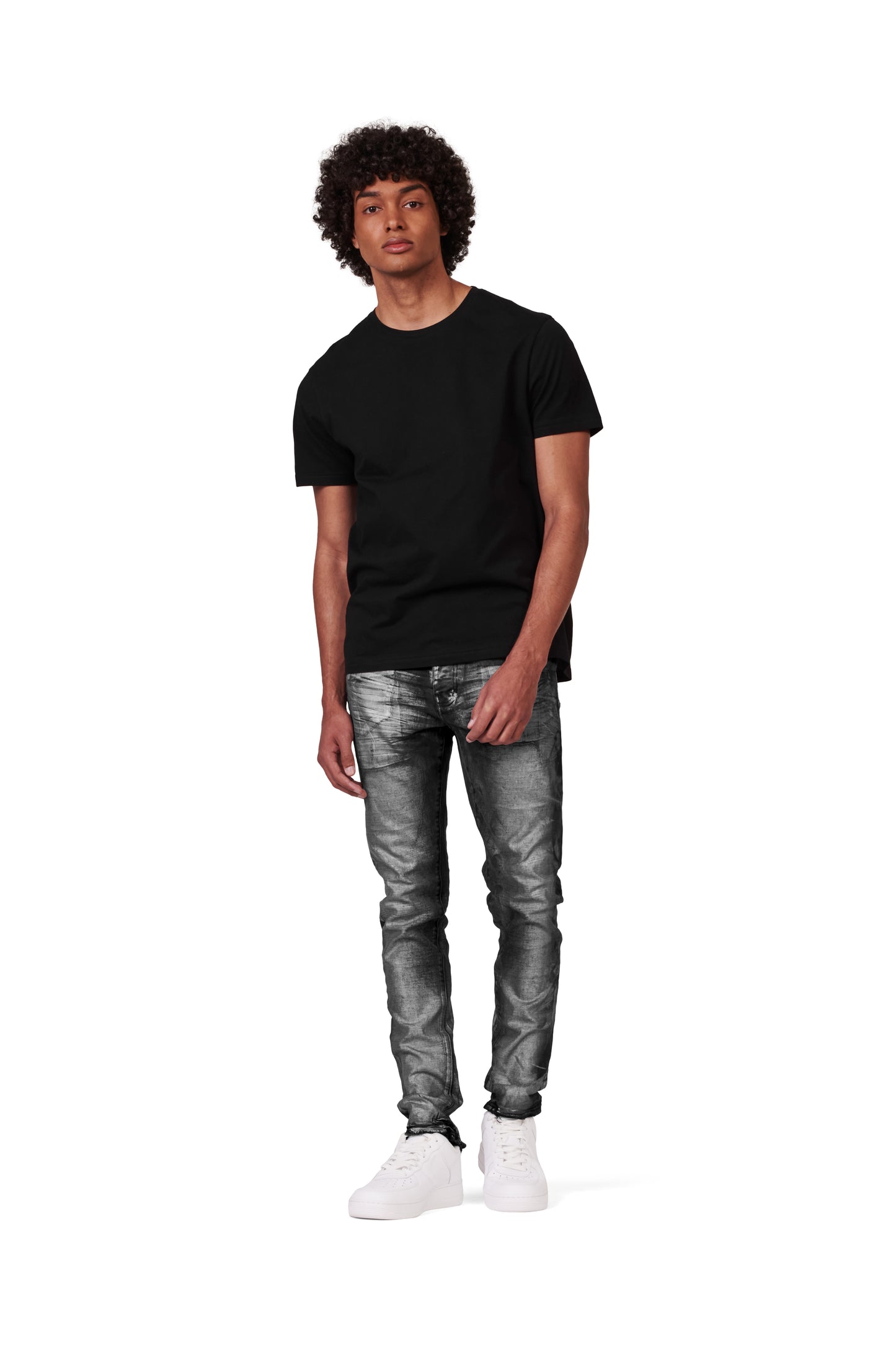 P001 LOW RISE SKINNY JEAN - Washed Black Iridescent Pearl