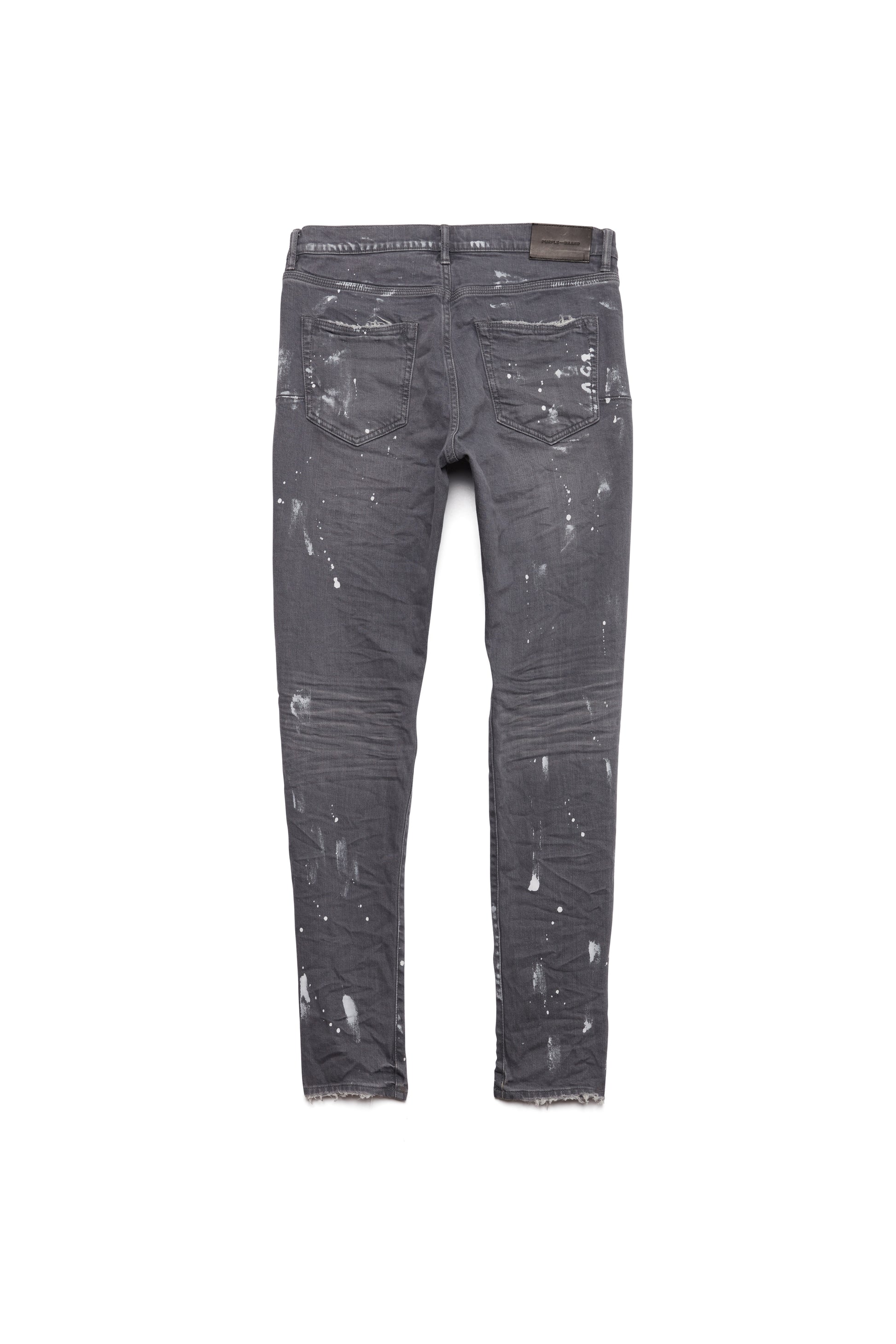 PURPLE BRAND - Men's Denim Jean - Low Rise Skinny - Style No. P001 - Worn Grey Knee Slit - Back