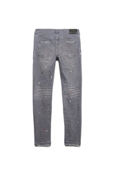 PURPLE BRAND - Men's Denim Jean - Low Rise Skinny - Style No. P001 - Washed Grey Paint Repair - Back