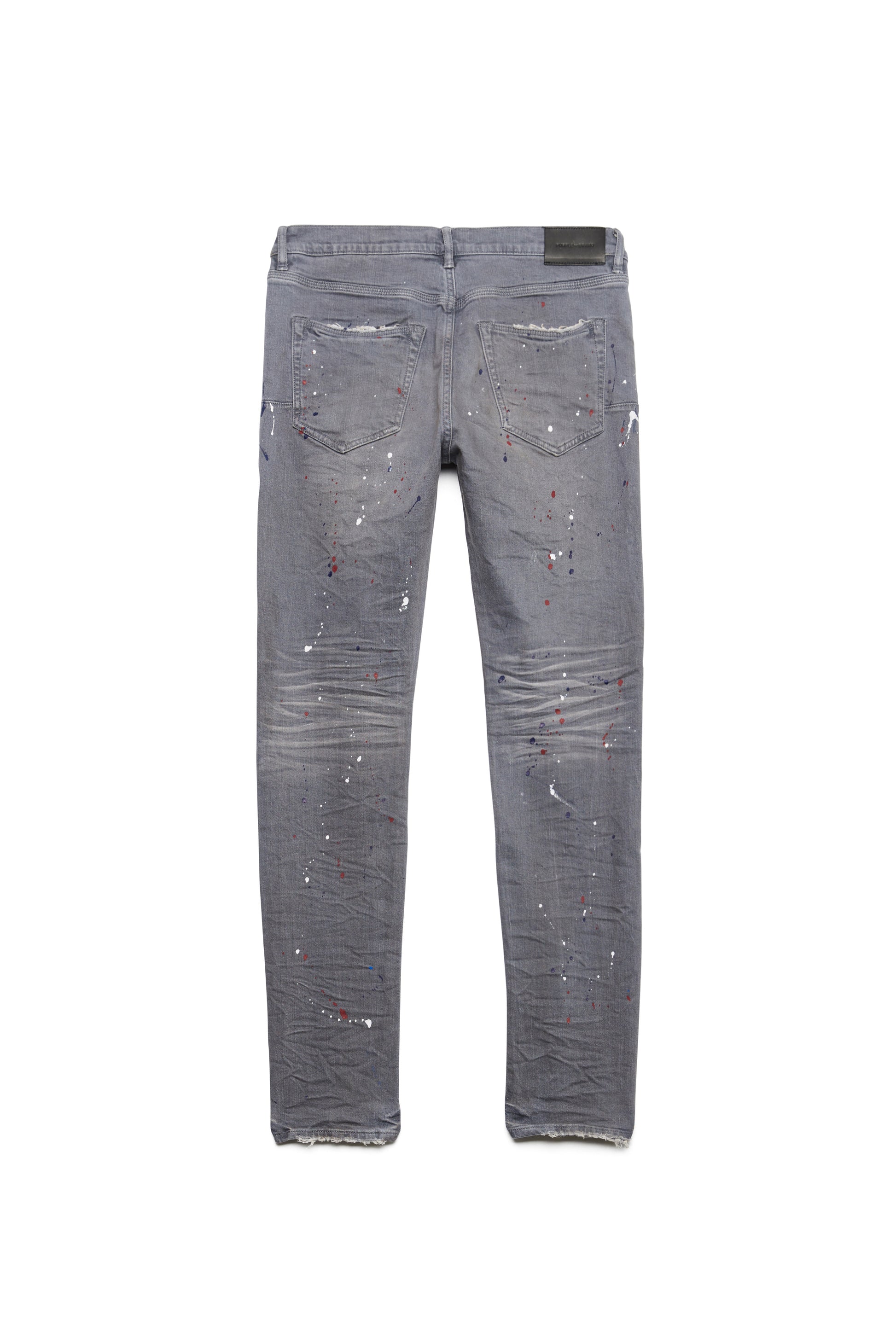 PURPLE BRAND - Men's Denim Jean - Low Rise Skinny - Style No. P001 - Washed Grey Paint Repair - Back